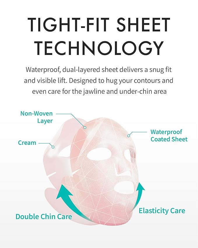 REJURAN® Perfect V Tighter Dual-Sheet Lifting Sheet Mask, c-PDRN® (4ea) ??Face & Jawline Lifting and Firming Original PDRN & Purecolla, Deep Moisturizing, Skin Tightening Anti-Aging Korean Skin Care