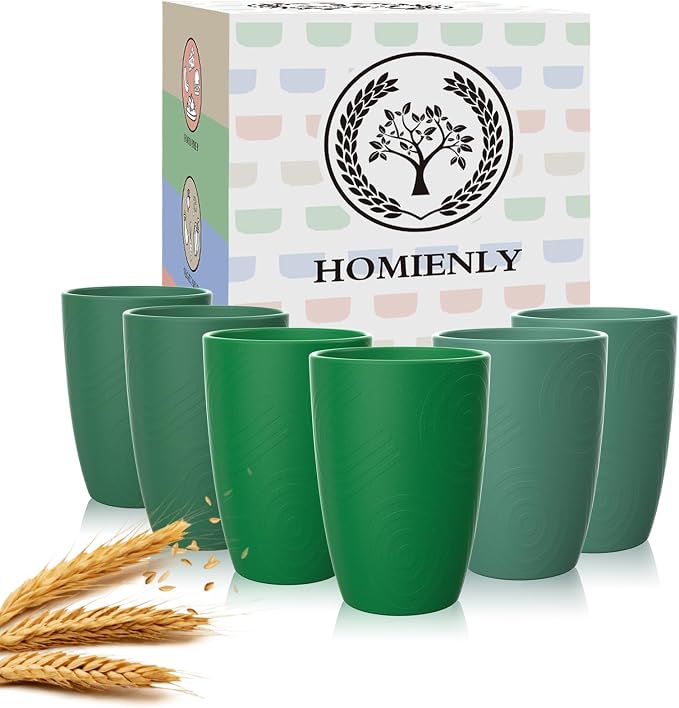 Homienly Cups for Drinking 12oz Daily Use Cups Dishwasher Safe Plastic Cups Alternative Stackable and Lightweight Reusable cups for Family Use-Forest Series