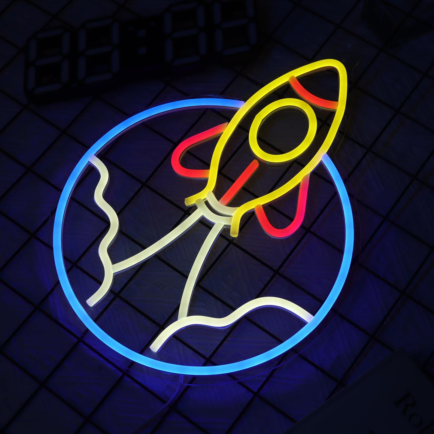 CoolGift Mart Rocket Neon Sign, LED Light Room Decor, USB Powered Light Up Space Element Universe Theme Decoration, for Bedroom Living Room Gaming Room Man Cave Home Party Birthday Gift for Teen Boys