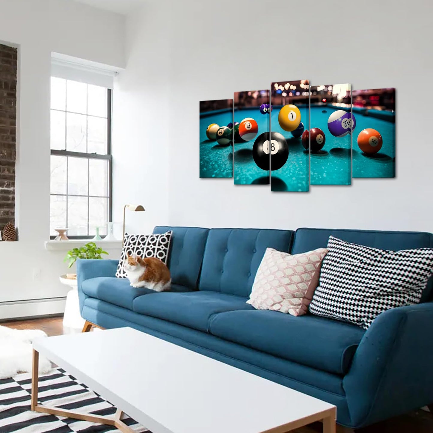 DuoBaorom 5 Piece Canvas Wall Art Pool Room Decor Sports Picture 32x60