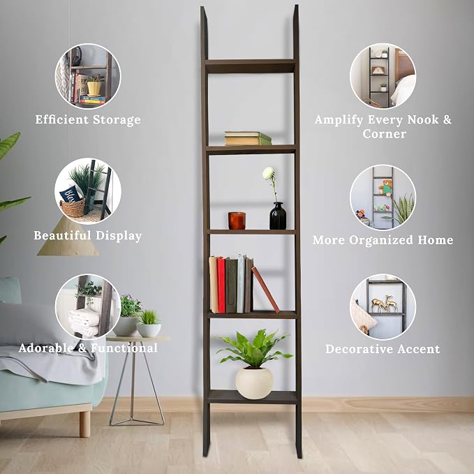 BARNWOODUSA Throw Blanket Ladder – Fully Assembled Reclaimed Wood – Rustic Decorative Ladder for Towels, Quilts, & More – Perfect Farmhouse Decor for Bathroom, Porch, or Living Room,5ft.