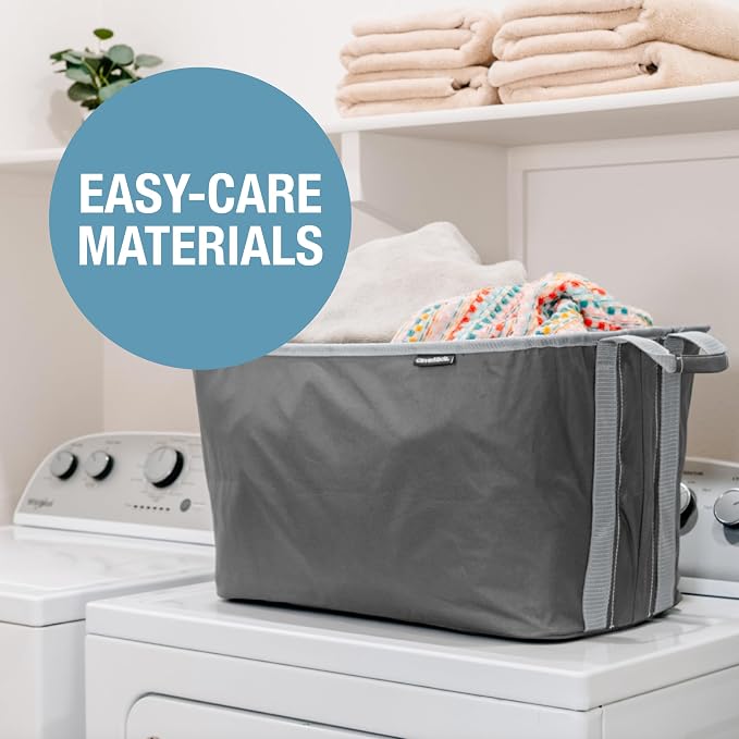 CleverMade Collapsible Laundry Basket 2 Pack – 60L (16 Gal) Foldable Clothes Hamper with Reinforced Handles, Space Saving Fabric Laundry Bin, Holds 55 lbs, Flat Folding for Dorm, Apartment & RV - Charcoal