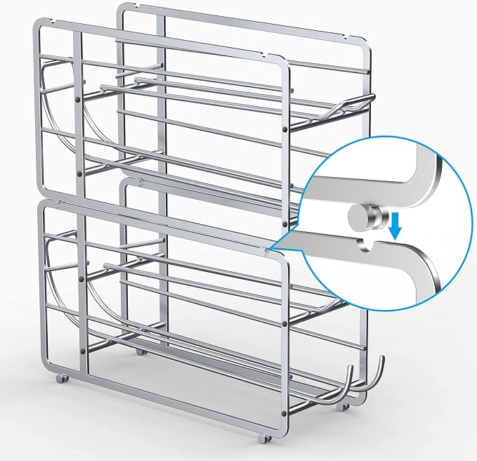 Canyave Soda Can Organizer Storage Rack, 2 Pack Stackable Beverage Soda Can Dispenser Organizer Holder for Refrigerator, Cabinet, Pantry (Silver)