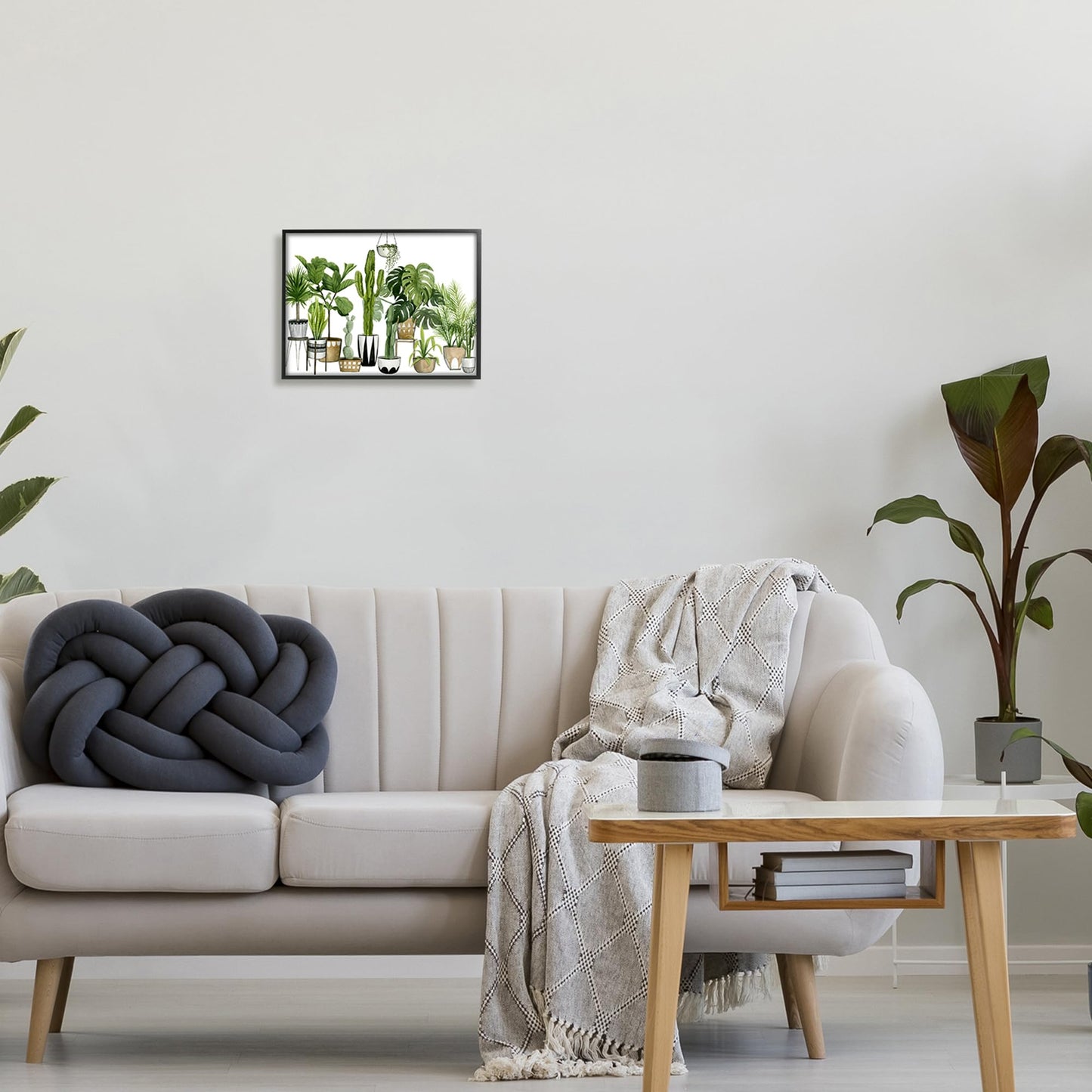 Stupell Industries 'Boho Plant Scene with Cacti and Succulents in Geometric Pots Watercolor', Framed Giclee Art, Black, 14 x 11 Inches, Easy to Hang and Sturdy, Made in USA, by Grace Popp