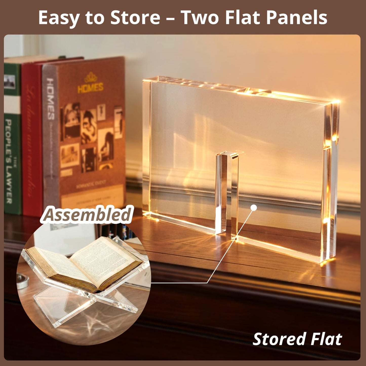 Acrylic Book Stand 12×8×6, Clear 8 mm Thick Book Holder & Display Stand for Cookbooks, Bibles, Art Books, Recipe Books, Photo Albums, Desk Reading & Coffee Table Décor
