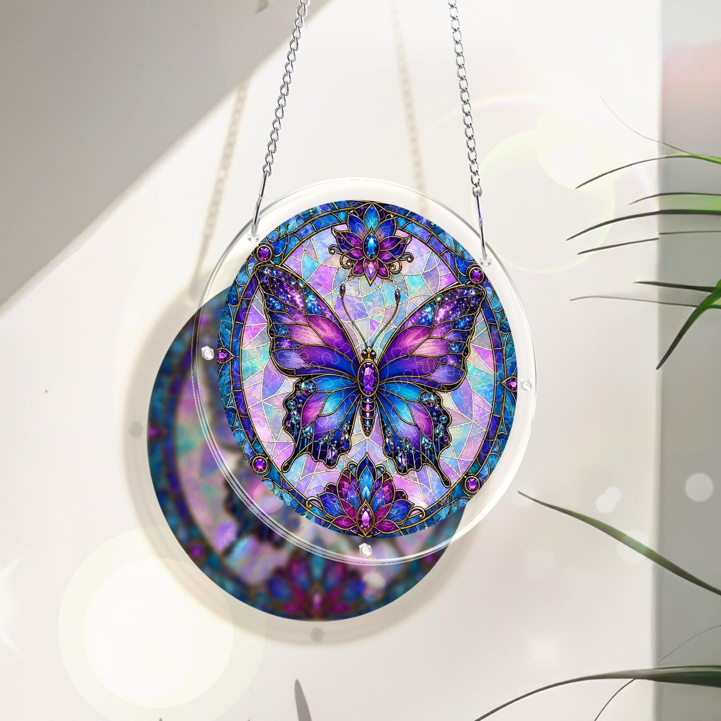 AOSERI Acrylic Puzzle Suncatcher Window Hanging, Purple Butterfly Sun Catchers DIY Crafts Puzzle for Adults Home Garden Decor Gifts for Women, Men, Wife, Mom-8.2 in