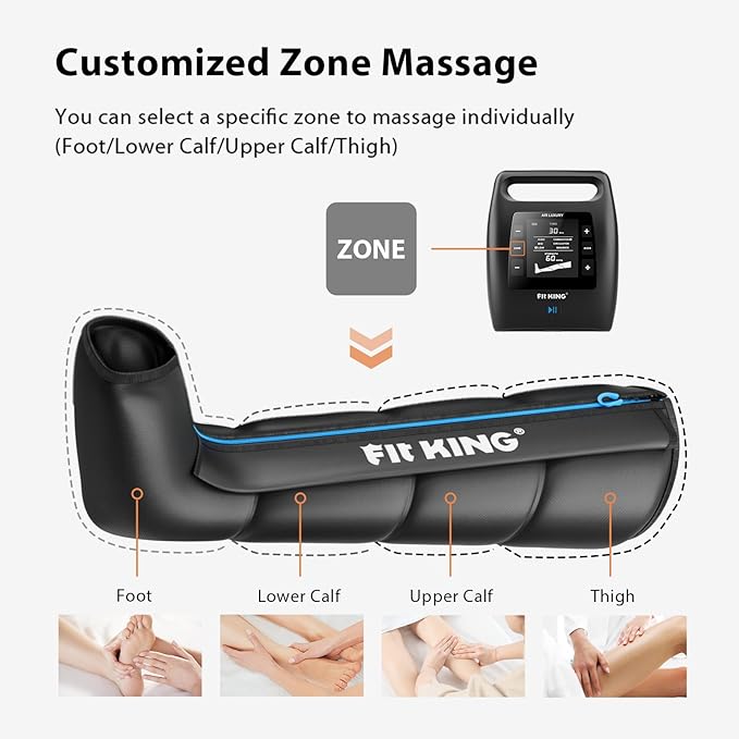 FIT KING Air Compression Recovery System, Cordless Full Leg Massager with Dynamic Pressure, Reduces Muscle Pain and Improves Circulation, Fast Recovery for Athletes (Small)