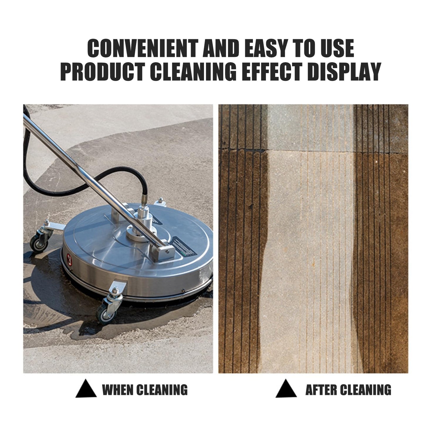 TRELVEX 15" Pressure Washer Surface Cleaner with Wheels Stainless Steel Power Washer Attachments Quick Connector Power Washer Surface Cleaner for Driveways, Sidewalks,Patio Stainless Steel