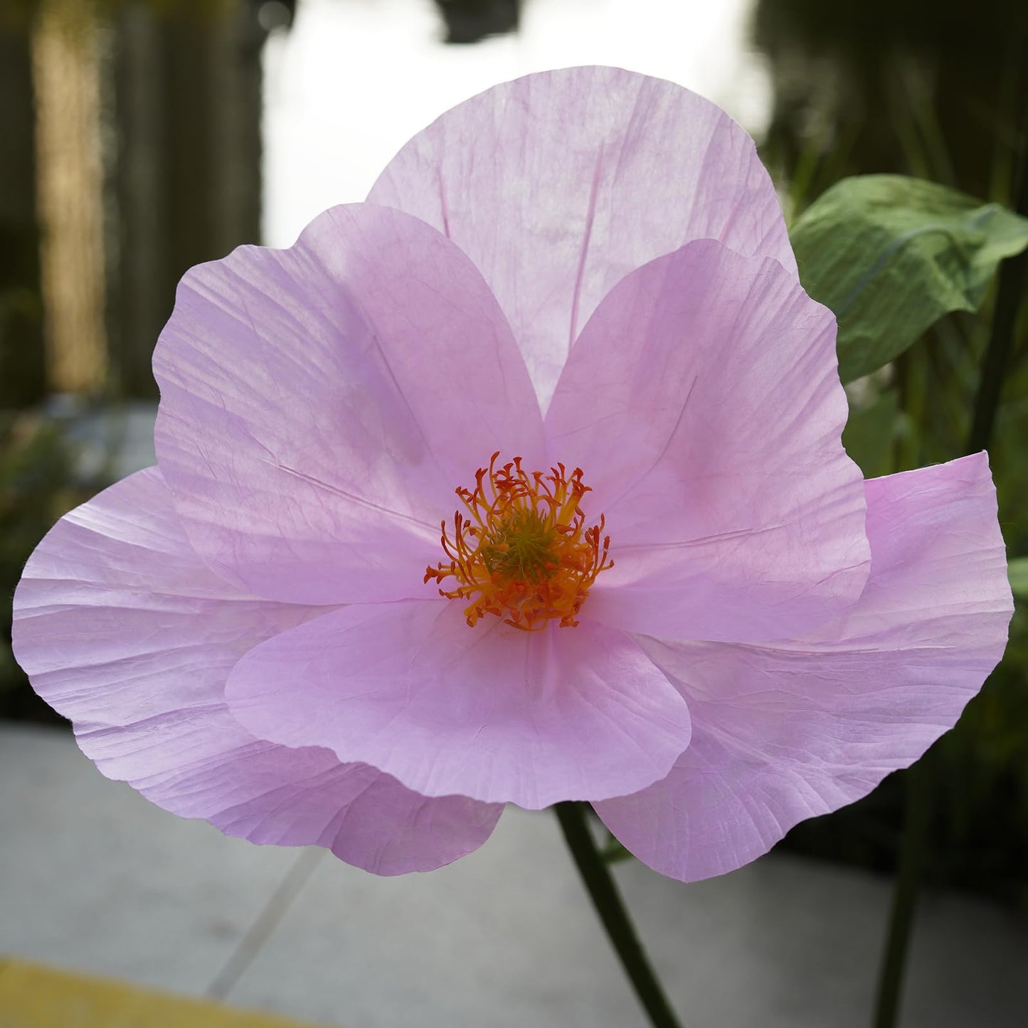 ZEYEXE Large Paper Artificial Flowers,Giant Flowers for Decoration,Huge Handcrafted Poppy Fake Flowers with Stand for Home Decor Bridal Shower Party Outdoors Yard Event Backdrop Decor (Pink)