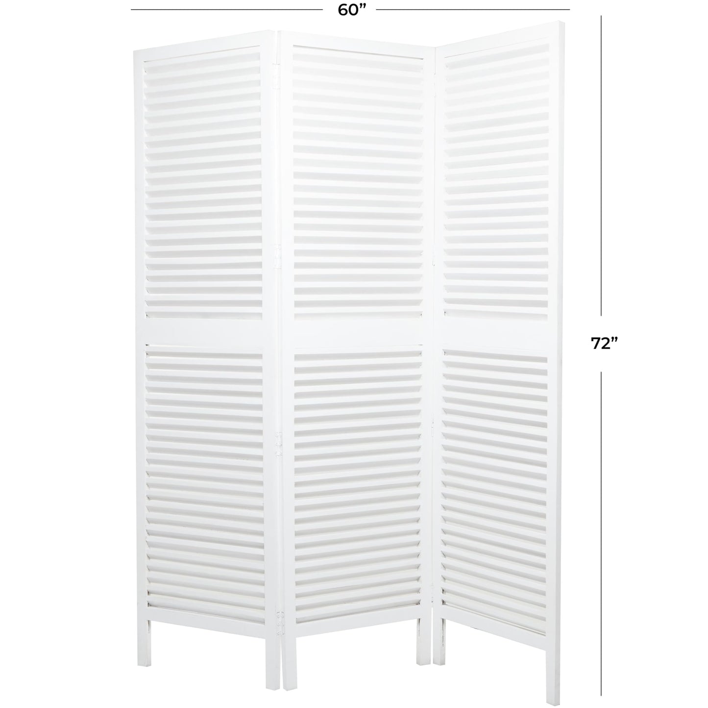 Deco 79 Mango Wood Partition Room Divider Screen Hinged Foldable Partition 3 Panel Privacy Screen with Carved Design, Room Partition 60" x 1" x 70", White
