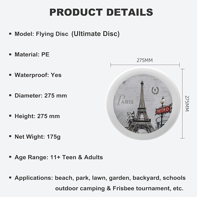 Blue Outdoor Flying Disc Bald Eagle Ultimate Disc 175g for Boys Girls Men Women Birthday Christmas