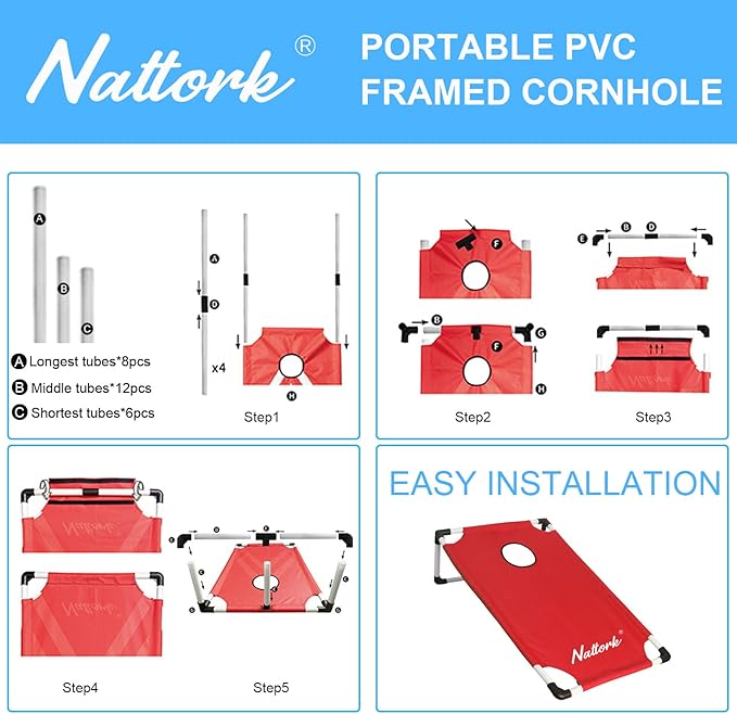 Portable Cornhole Set with 2 Collapsible Cornhole Boards, 8 Cornhole Bean Bags and Carrying Case for Yard Toss Game, Indoor Outdoor Camping Games for Adults Family (3 x 2-feet)