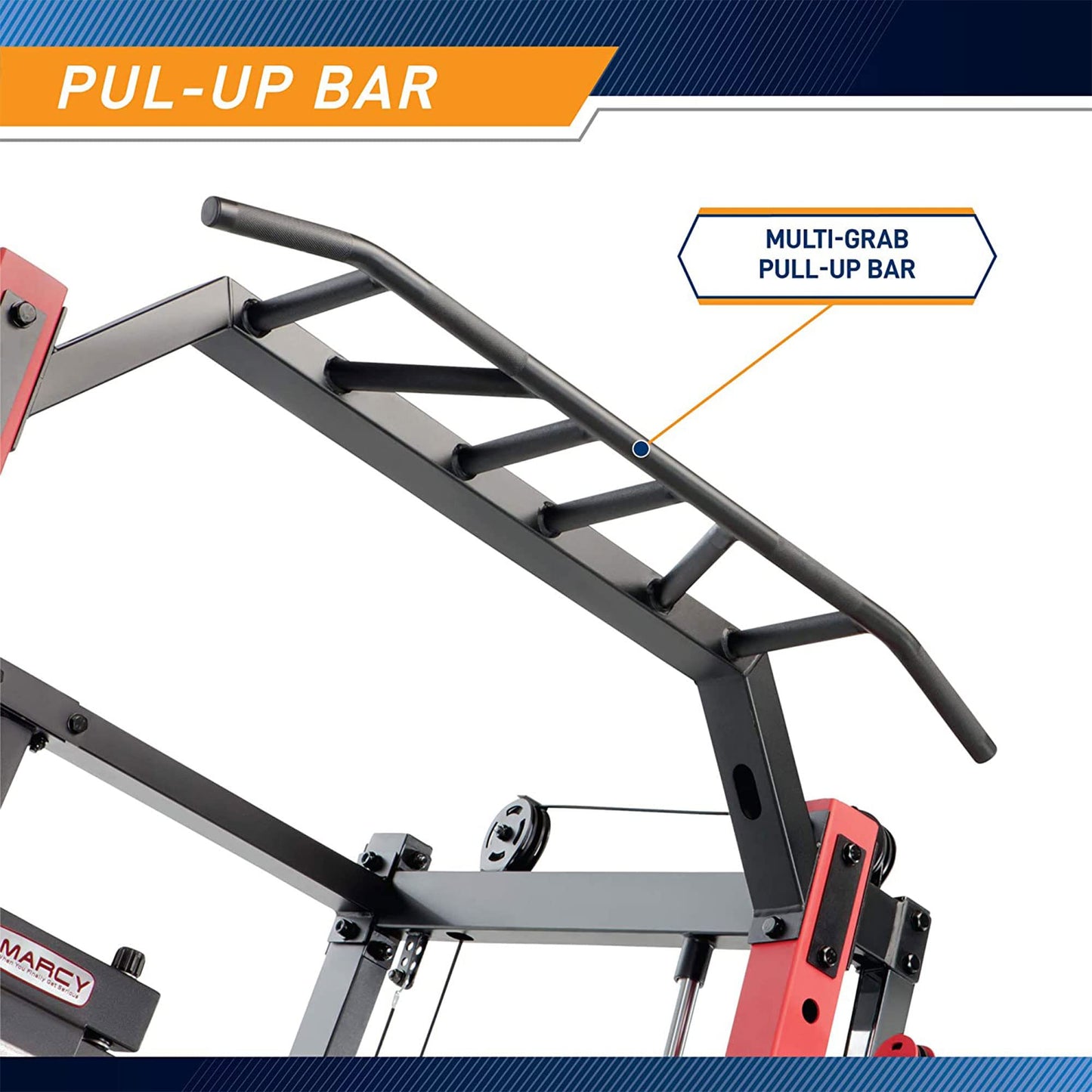 Marcy Smith Machine Power Cage, All-in-One Home Gym Equipment with Heavy-Duty Steel Frame - Full Body Strength Training Station with Adjustable Weight Bench, Pull-Up and Dip Bars, 300 lb Capacity