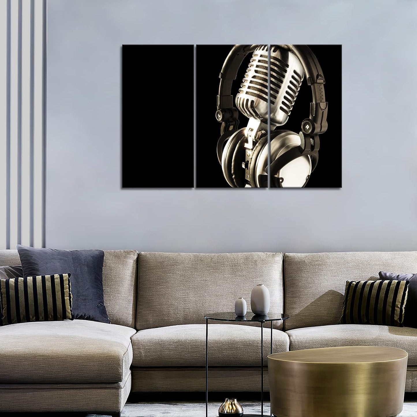 Firstwallart Headphone And Microphone Hangs On It Wall Art Painting The Picture Print On Canvas Music Pictures For Home Decor Decoration Gift
