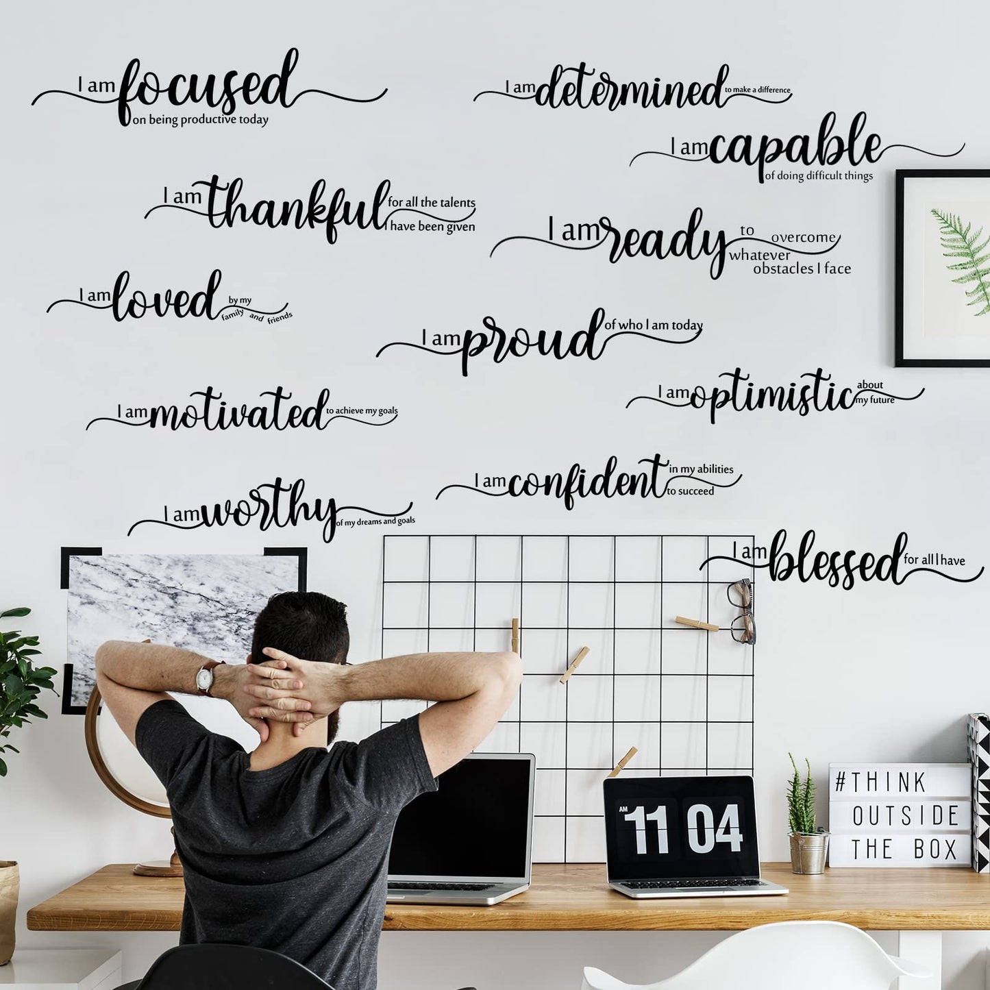 Epakh 2 Sheets Motivational Wall Stickers Decor Black Inspirational Wall Decal Art Inspirational Quote Stickers Vinyl Positive Wallpaper for Living Room Bedroom Office Nursery Restaurants Offices