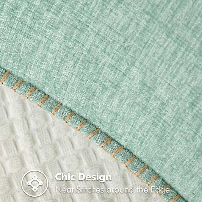 MIULEE Pack of 2 Summer Throw Pillow Covers 16x16 Inch Aqua Green Farmhouse Decorative Pillow Covers with Stitched Edge Soft Chenille Solid Dyed Pillow Covers for Couch Sofa Bed Living Room