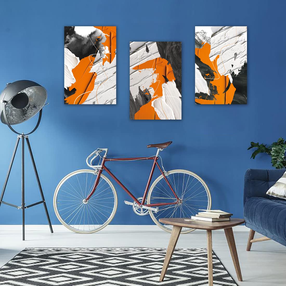 Muzagroo Art Abstract Canvas Wall Art for Living Room Modern Abstract Artwork for Home Wall Decor Orange Abstract Pictures Printed Art Bedroom Decorations 3 Panels Ready to Hang M