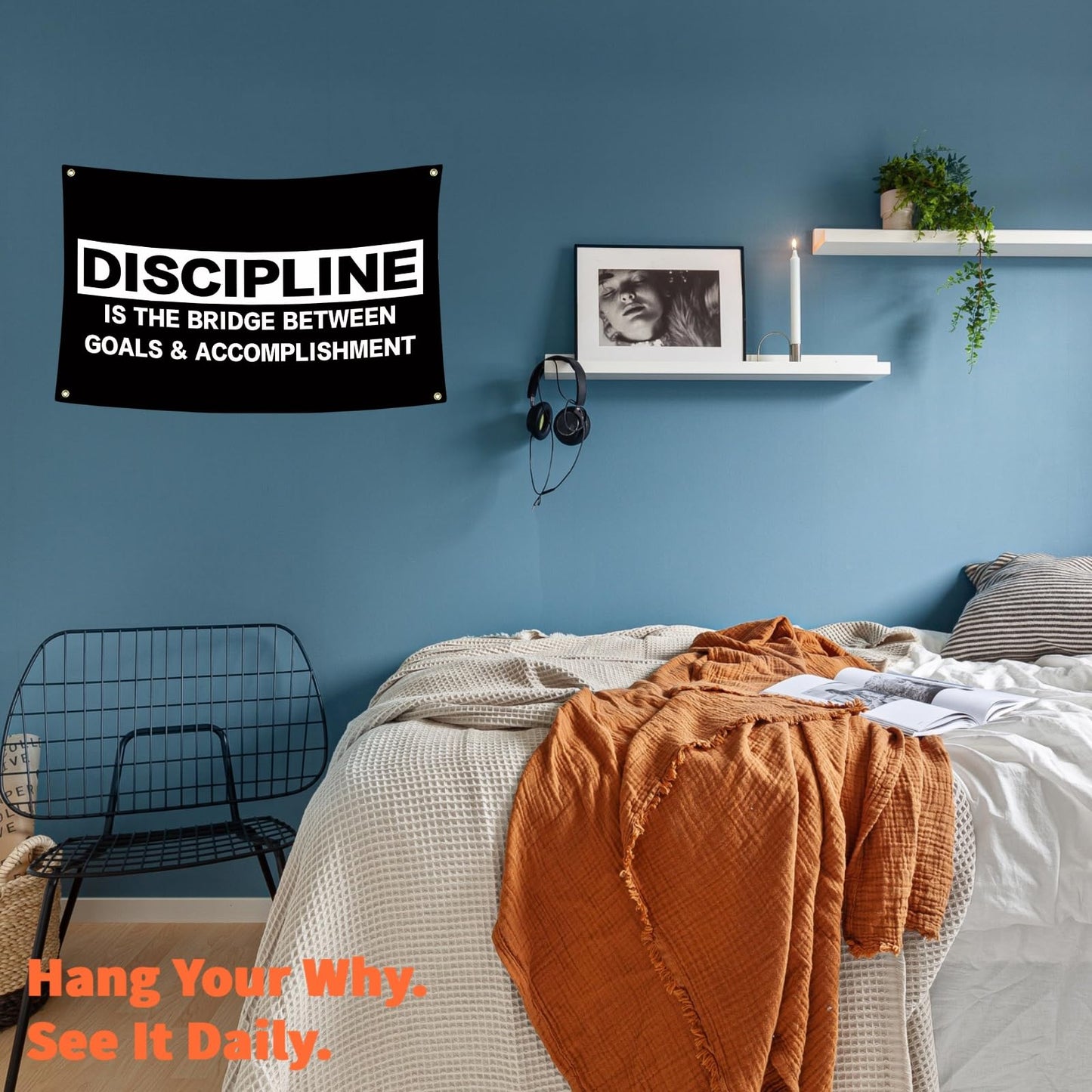 Eudaedom Workout Motivation Banner Flag, Gym Wall Decor Tapestry for Men Women, Inspirational Garage Office Dorm Flag, Focus Fitness Sign-5x3FT