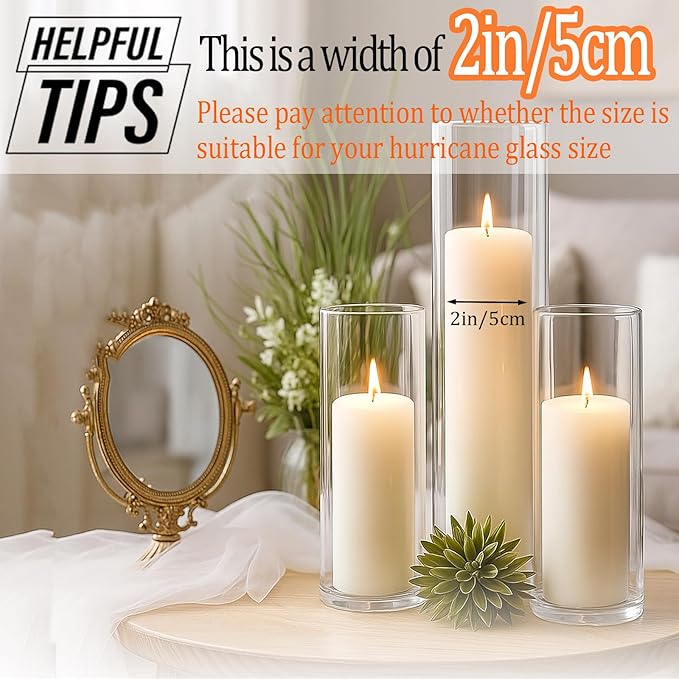 36 Pcs Ivory Pillar Candles Bulk Set，Hurricane Candlesï¼? Different Lengths (12 Each)，Dripless Unscented Smokeless，Gives You a Better Atmosphere When Organizing Wedding or Event Party.