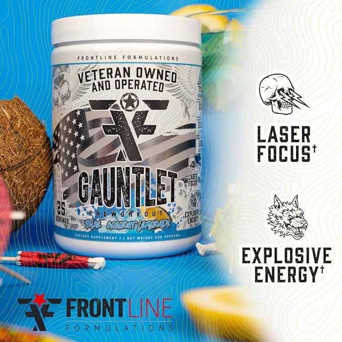 Gauntlet Pre-Workout Powder, Explosive Workouts, Laser Focus, Mid Stim, Amazing Flavor, Veteran Owned and Operated (25 Servings, Grape Watermelon)