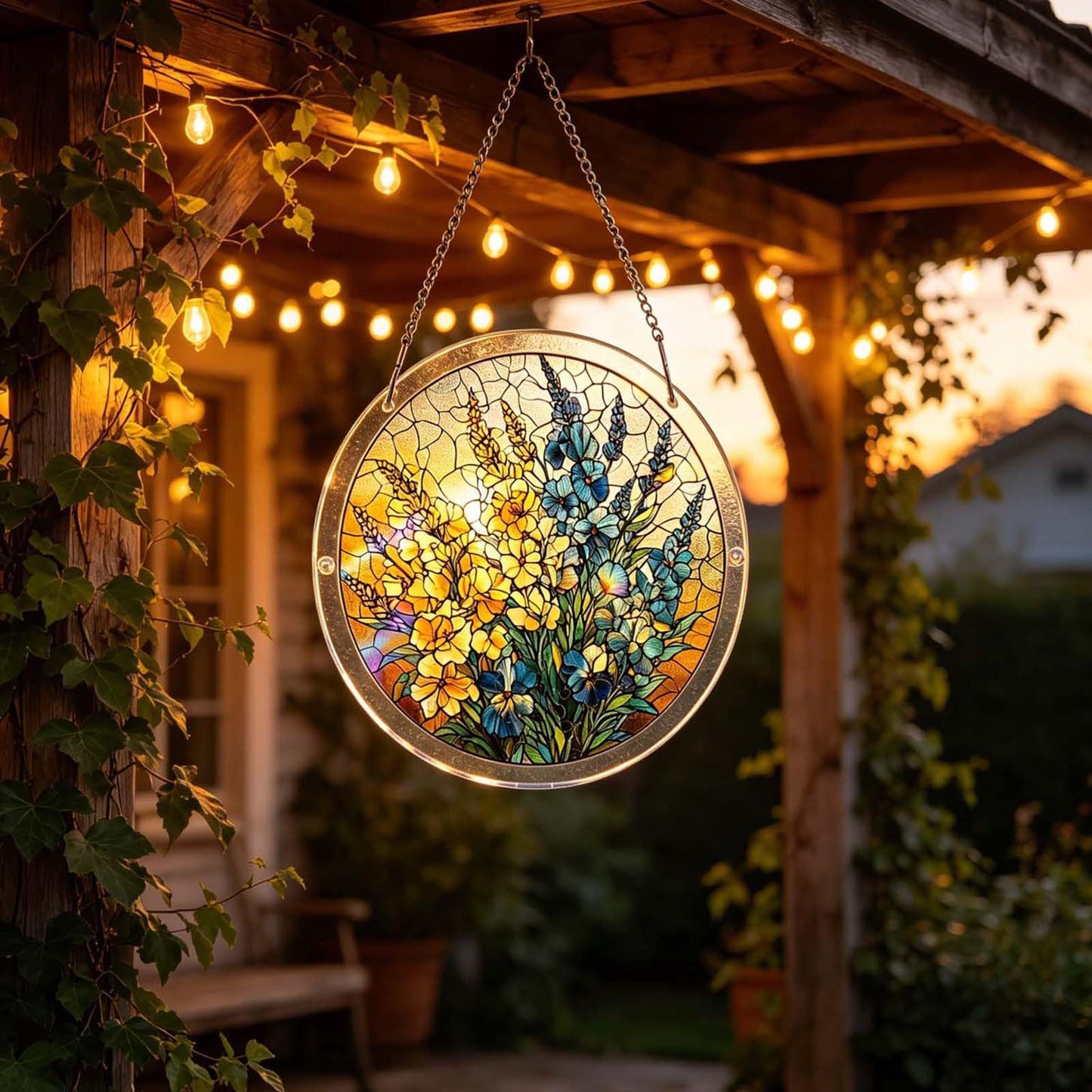 Acrylic Jigsaw Puzzle Suncatcher for Adults, Crystal Acrylic Puzzle Suncatcher, Stained Glass Style DIY Jigsaw, Unique Irregular Pieces for Home Decor (Spring Meadow)