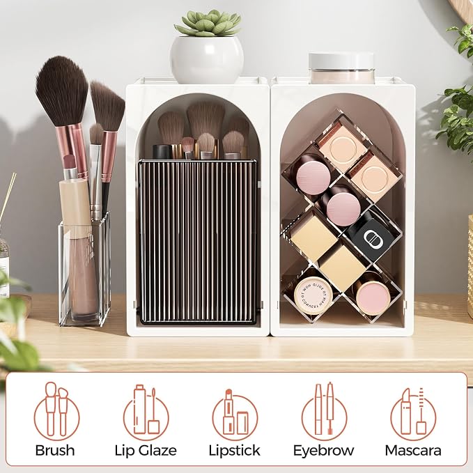 Modular Makeup Organizer, Clear Acrylic Cosmetic Storage Box with Drawer, Vanity Countertop Organizer for Makeup, Skincare and Beauty Accessories – Multiple Styles