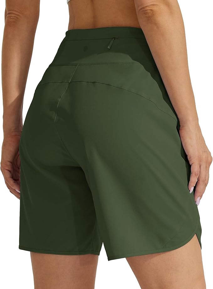 Willit Women's 7" Athletic Running Shorts Long Workout Hiking Shorts Quick Dry High Waisted Active Zipper Pocket(X-Large)