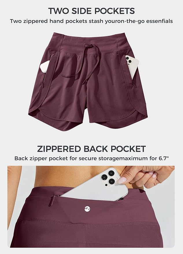 Willit Women's 7" Athletic Running Shorts Long Workout Hiking Shorts Quick Dry High Waisted Active Zipper Pocket(XX-Large)