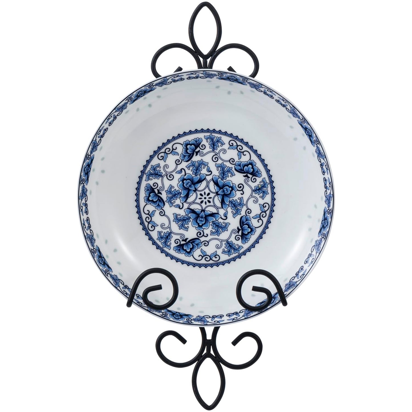 MyGift Wall Plate Hanger Holds Single 5.5 to 8 Inch Plates, Vertical Plate Holders, Decorative Metal Wire Platter Rack, Scrollwork Hanging Display Easel for Wall