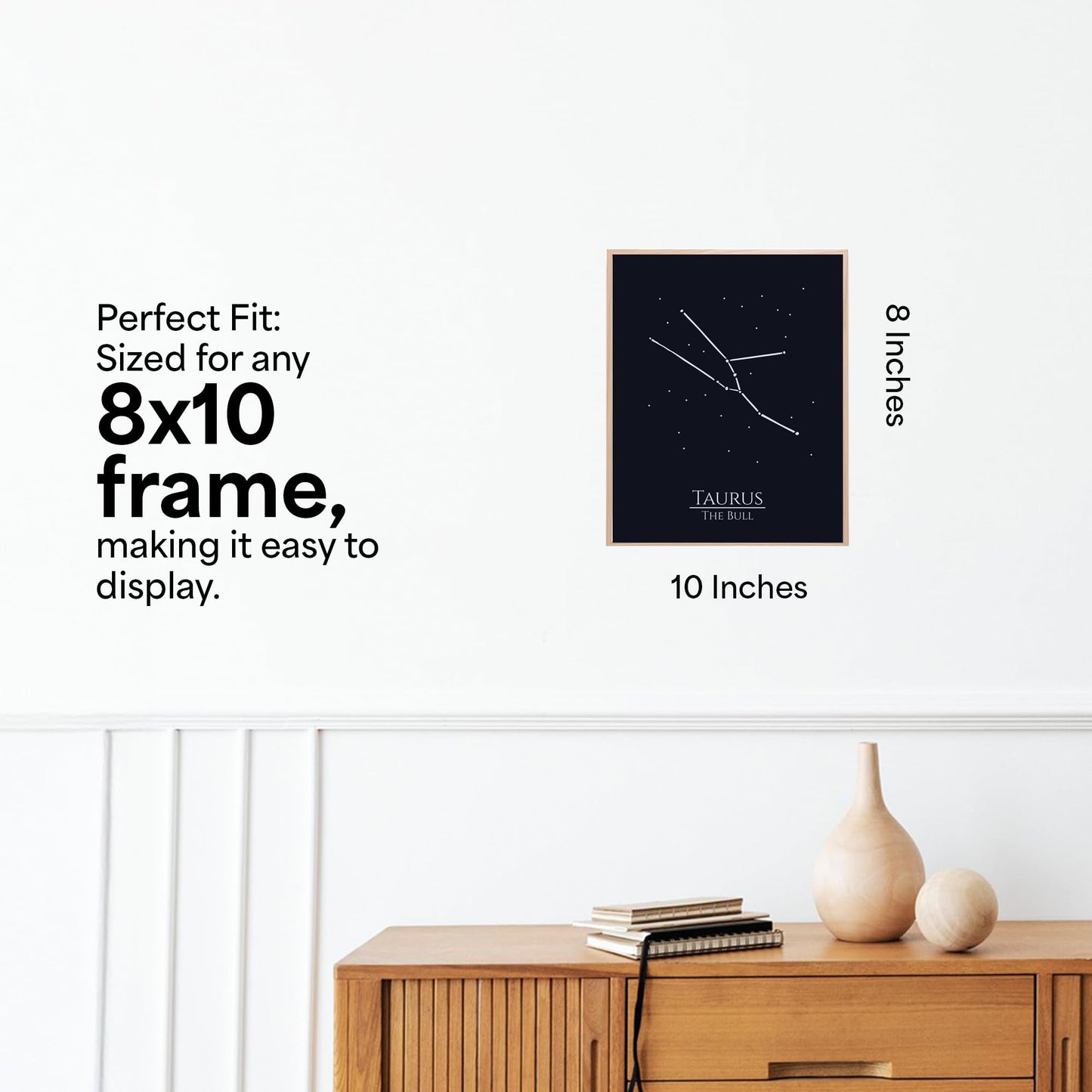 AMERICAN LUXURY GIFTS Zodiac Wall Art – Taurus Constellation Poster 8x10, Astrology Wall Art Print in Midnight Black – Taurus Horoscope Sign Gift for Women, Celestial Decor for Bedroom or Office