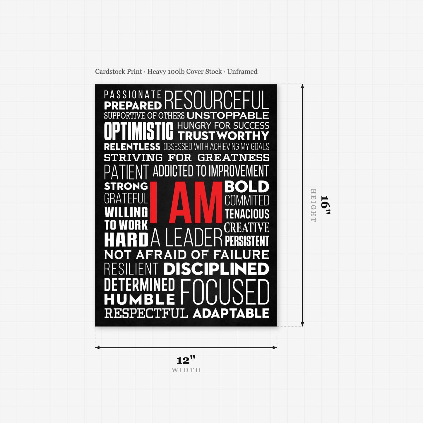 HoneyKICK I AM Affirmations Inspirational Canvas Wall Art - Motivational Office Wall Art - Abstract Canvas Print for Women - Bedroom Decor - Positive Affirmation Wall Art Gift