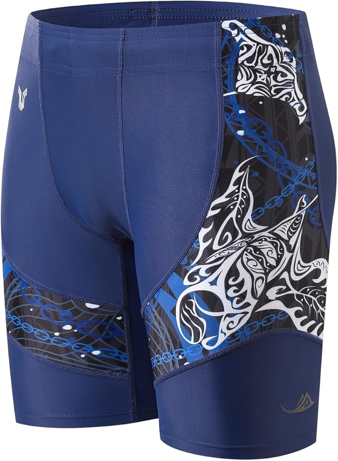 HUGE SPORTS Men's Rash Guard Swim Shorts Compression Swimming Jammer Cool Dry Active Swimsuit Workout Shorts Sports Tights
