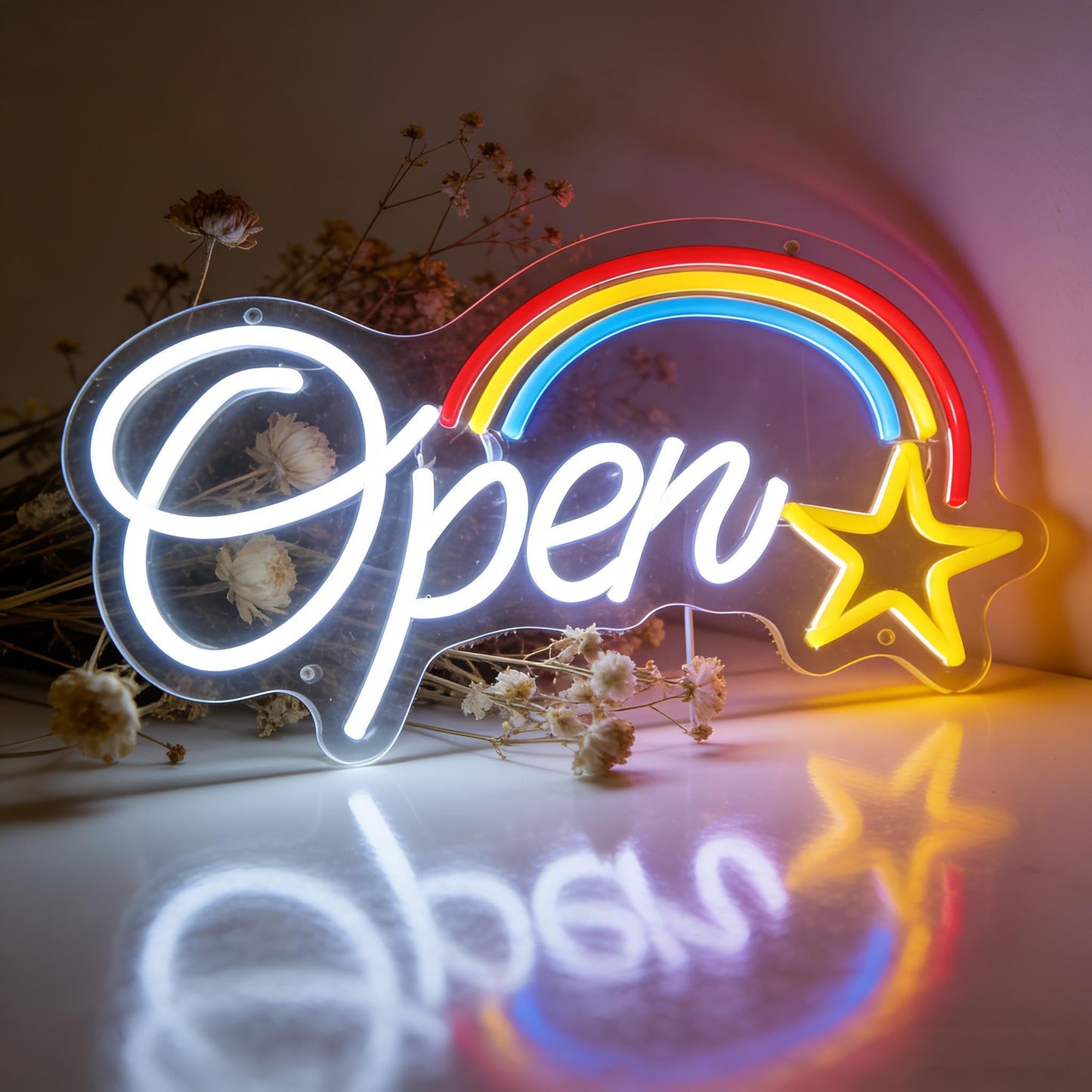 Open LED Neon Sign, USB Powered Decorative Light Store Business Open Sign for Retail Shop Cafe Bar Home Wall Table Light Up Neon Decor 15.7 x 7.1 In
