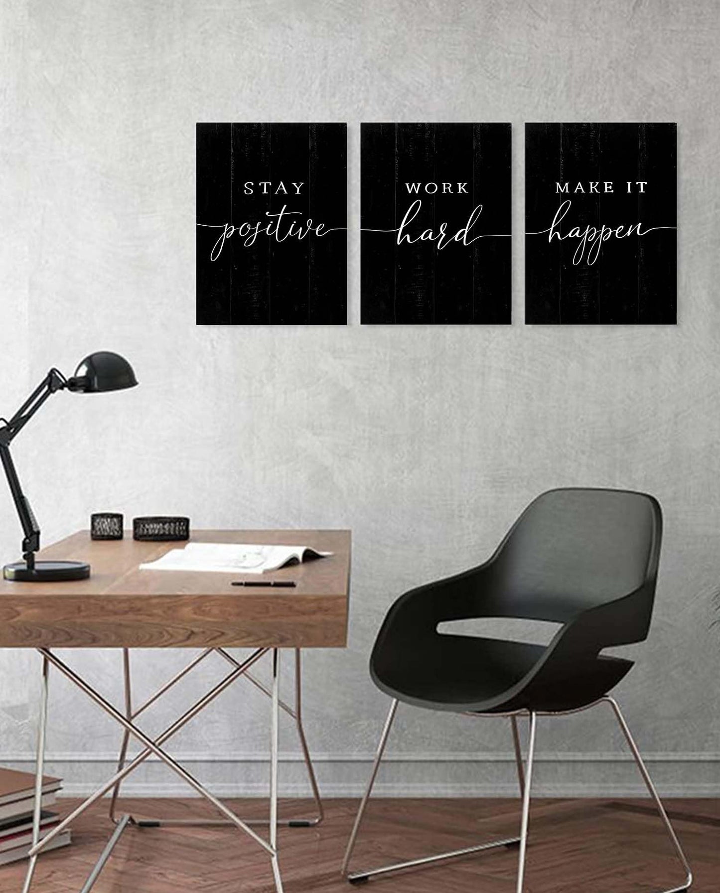 Inspirational Quotes Office Wall Art: Motivational Poster Positive Sayings Office Wall Decor, 3 Piece Black Motivation Picture Inspirational Prints 12x16"