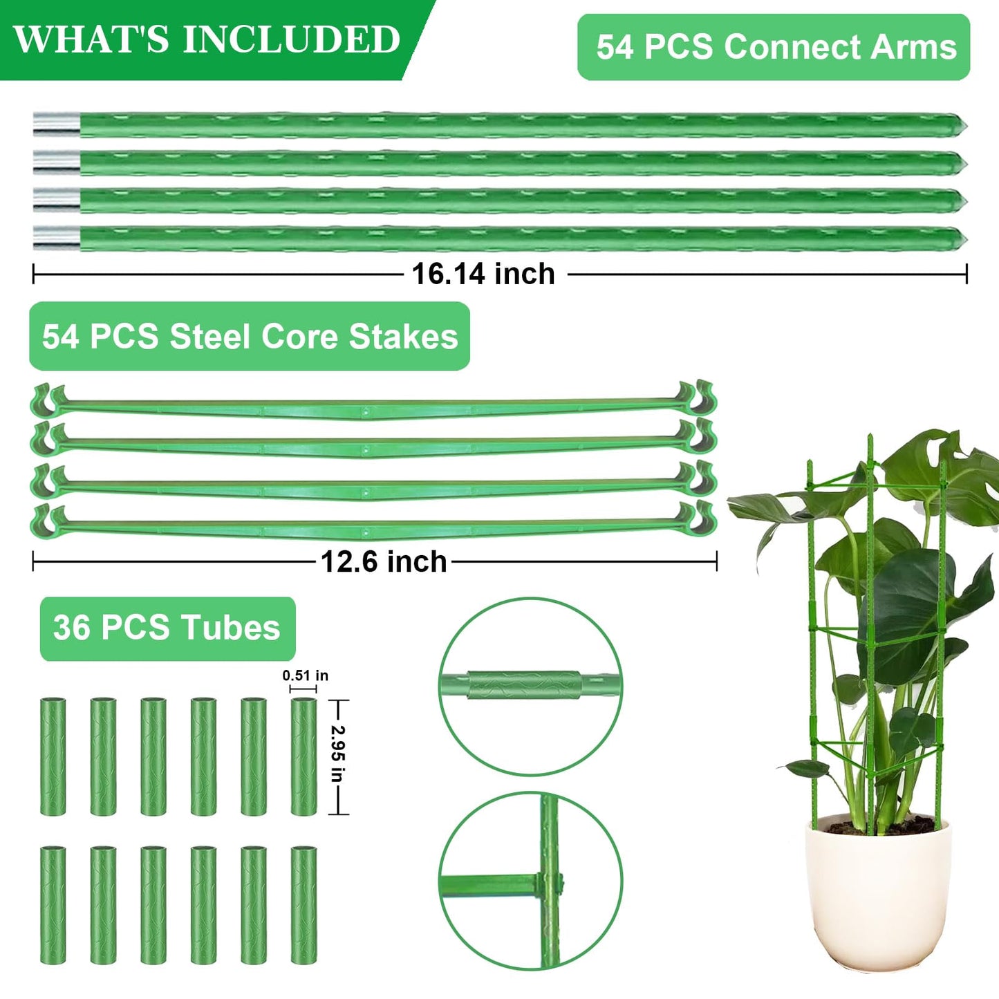 Moirsunt 6 Packs Tomato Cage for Garden Plant Support, Up to 48inch Garden Plant Stakes Tomato Trellis for Potted Plants, Deformable Tomato Cage Trellis for Climbing Plants Vegetables Flowers