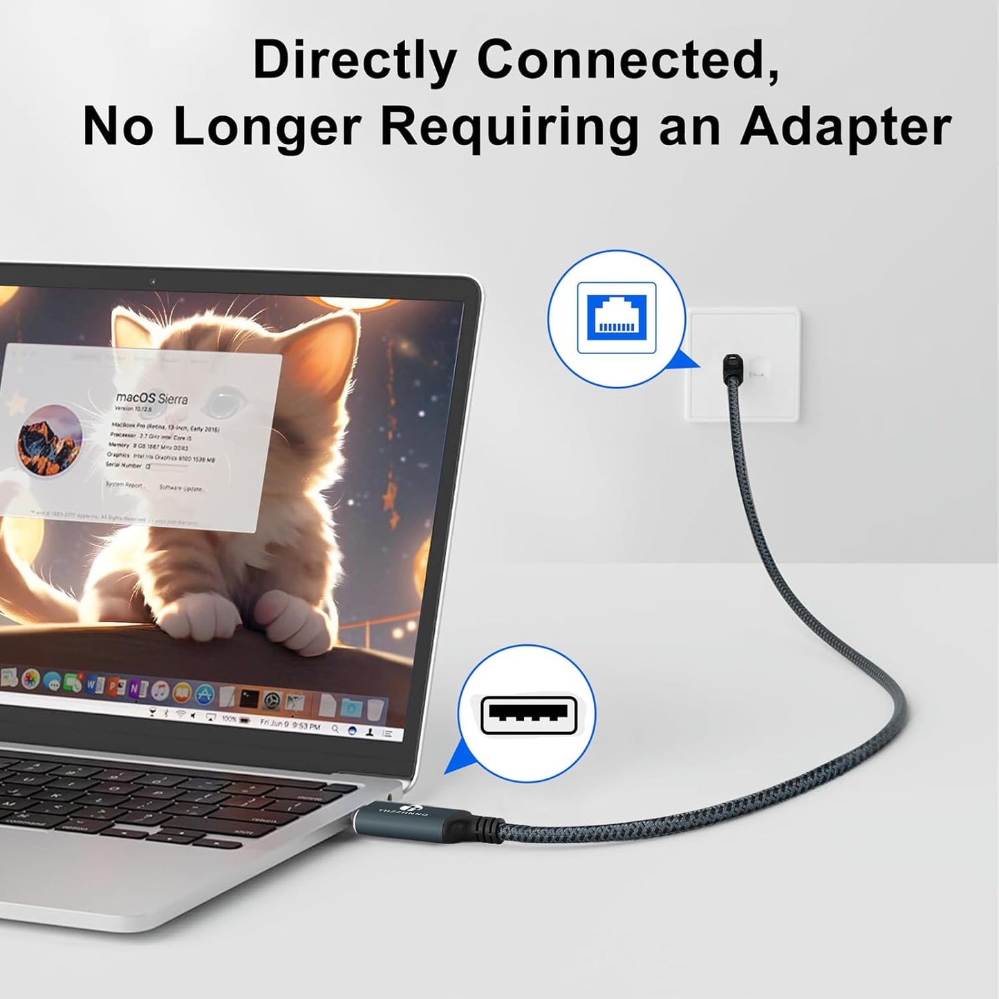 3.3FT, 3.0 RJ45 10/11, USB to Ethernet Cable USB A to Male Cable Directly Connected Gigabit LAN Network, Compatible
