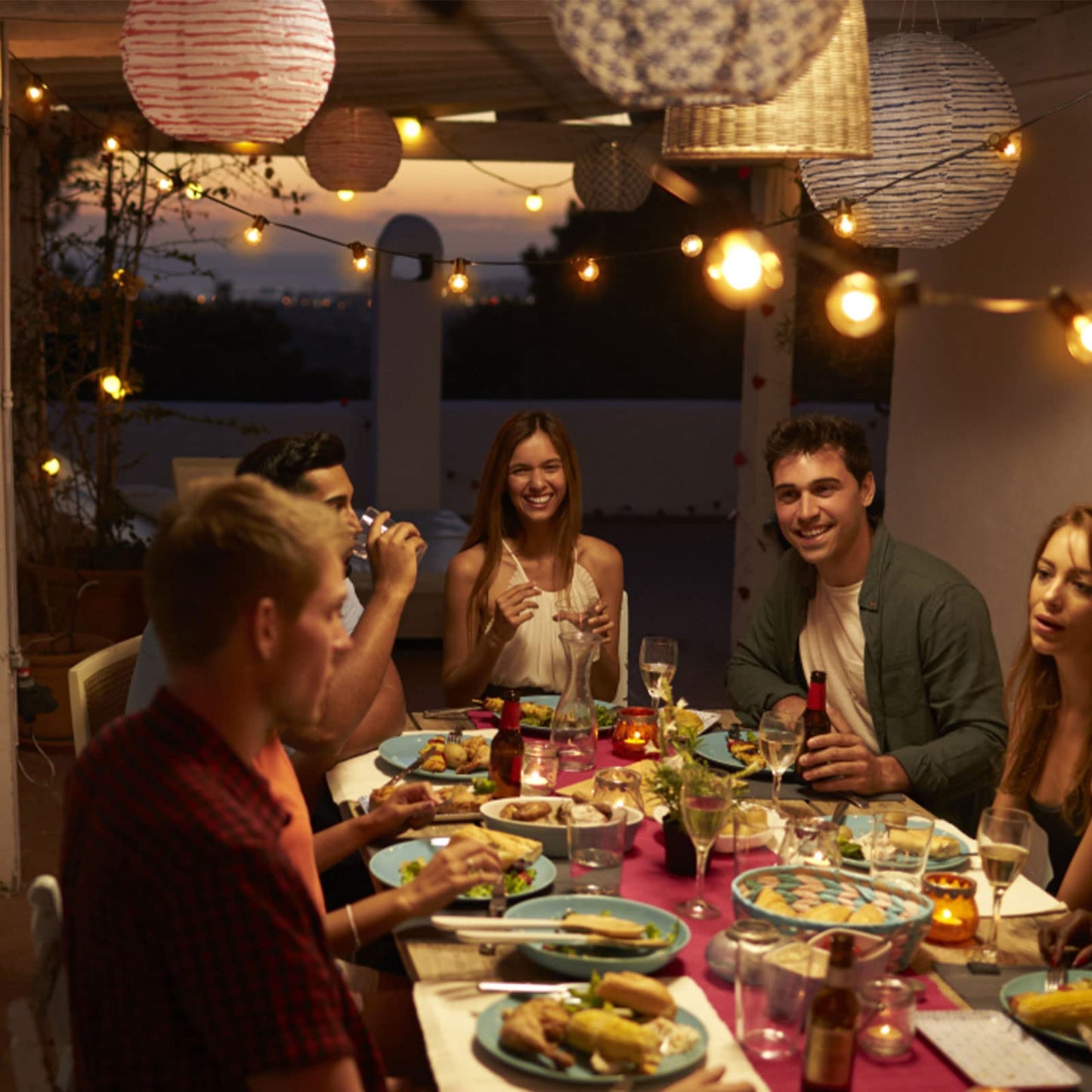 Zuske Outdoor String Lights Waterproof, 100FT LED Patio Lights with 53 Shatterproof G40 Globe Bulb(3 Spare), Connectable Dimmable Outside Hanging Lights for Backyard Porch Balcony Gazebo (2x50FT)
