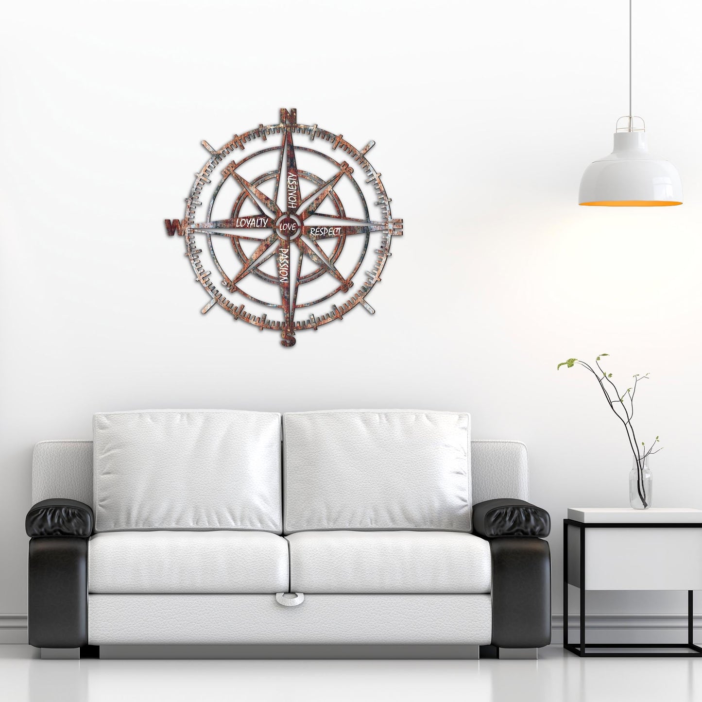 Venovez Compass Wall Decor with Inspirational Words Laser-Cut Metal - Wood Art with Digital Print, Nautical Home Decoration for Living Room, Office, or Gifts