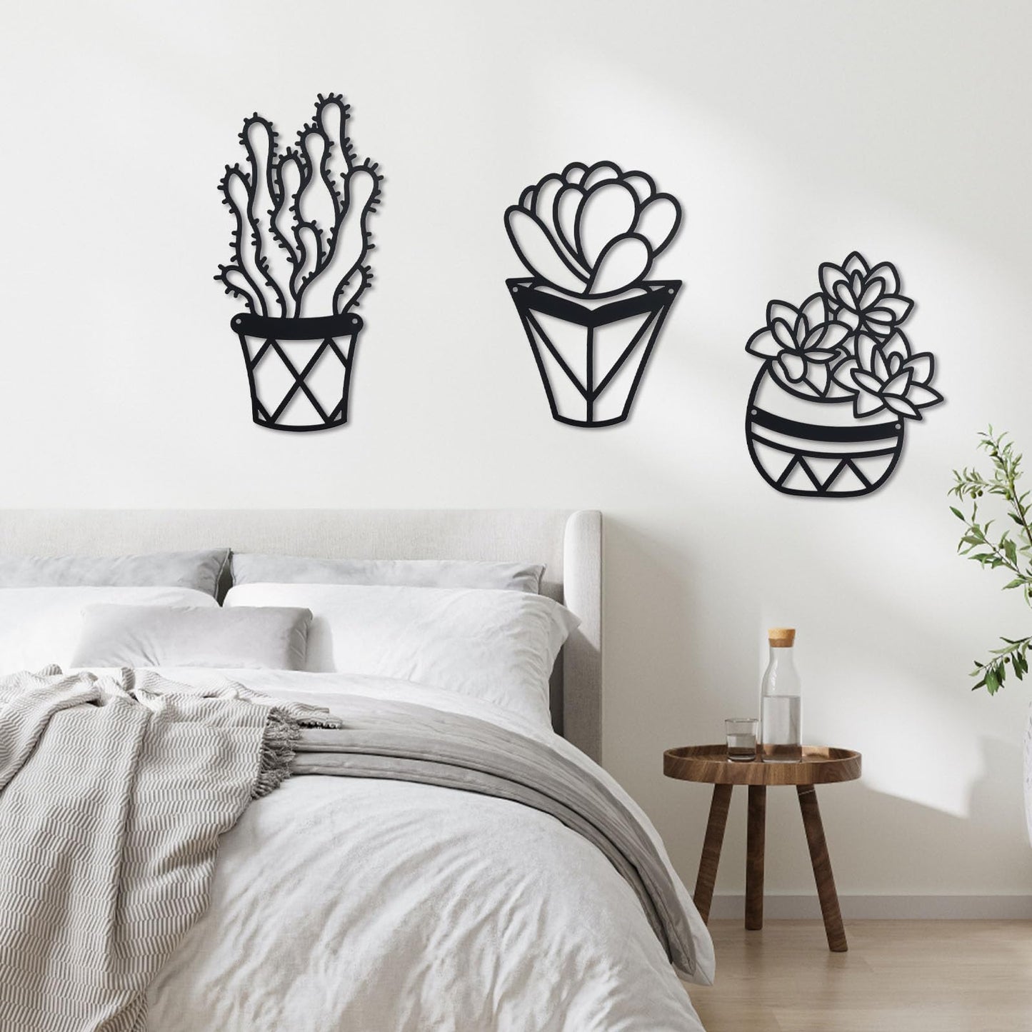 OYEFLY Cactus Metal Wall Art,Modern Metal Wall Decors Plant (3 Pcs)