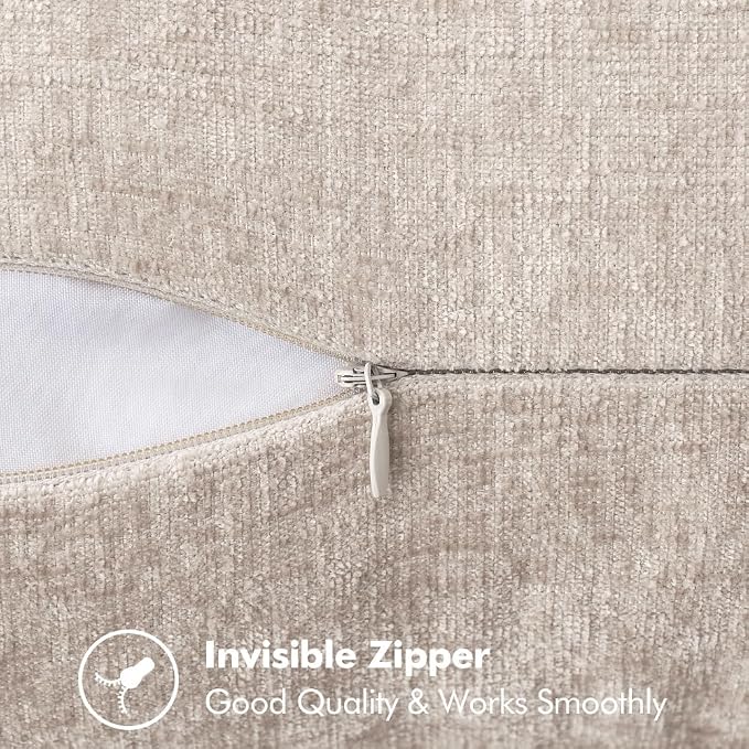 MIULEE Pack of 2 Couch Throw Pillow Covers 18x18 Inch Taupe Farmhouse Decorative Pillow Covers with Stitched Edge Tan Soft Chenille Solid Dyed Pillow Covers for Sofa Bed Living Room