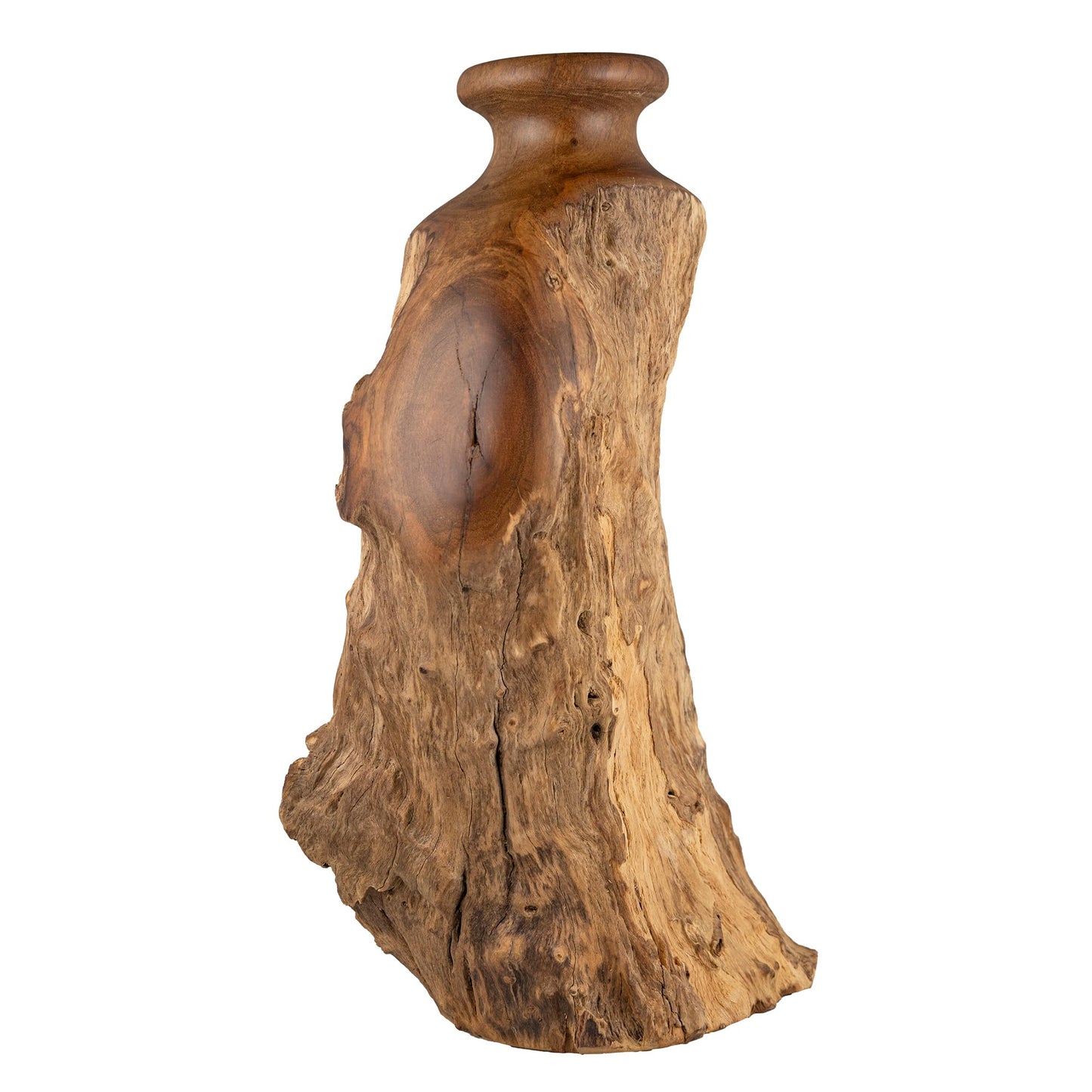 Vitex Pubescens Vahl Wooden Vase, Handcrafted from a Single Block of Natural Wood, Unique Decorative Vase, 11.8" H x 5"x6.5" D