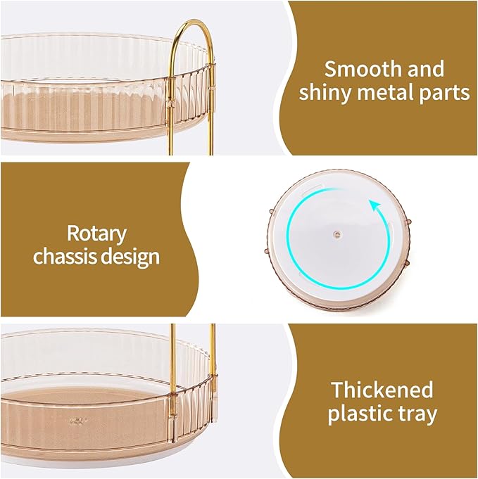 360° Rotating Makeup Organizer, Large Capacity Skincare Organizer, 3 Tier Cosmetic Skin Care Perfume Dresser Organizer, Fits Cosmetics, Perfume, Skin Care, Lipstick