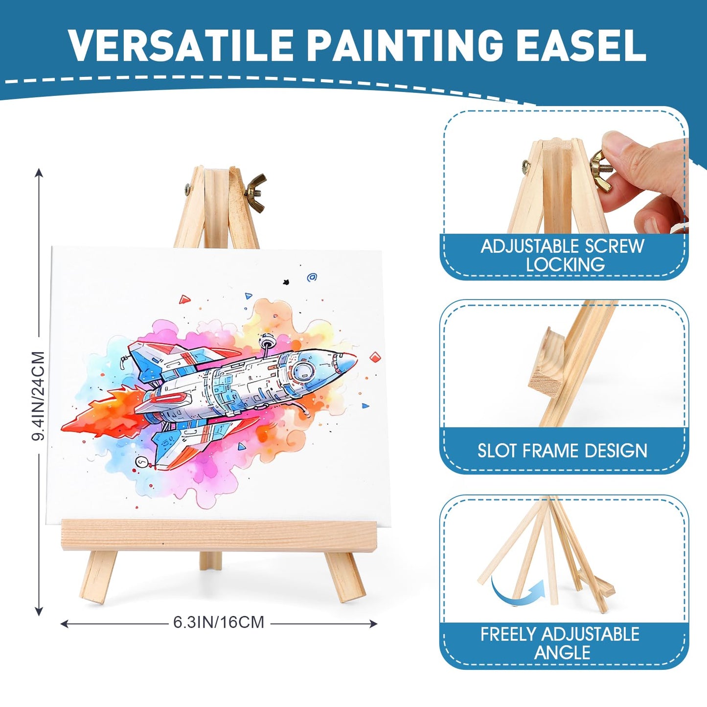 ESRICH 52PCS Acrylic Paint Canvas Set, Acrylic Painting Kit with 2 Set of 12 Colors Acrylics Paint,Paint Brushes,Canvas, Wooden Easels, Art Plates, Art Painting Supplies for Kids Adults Beginners