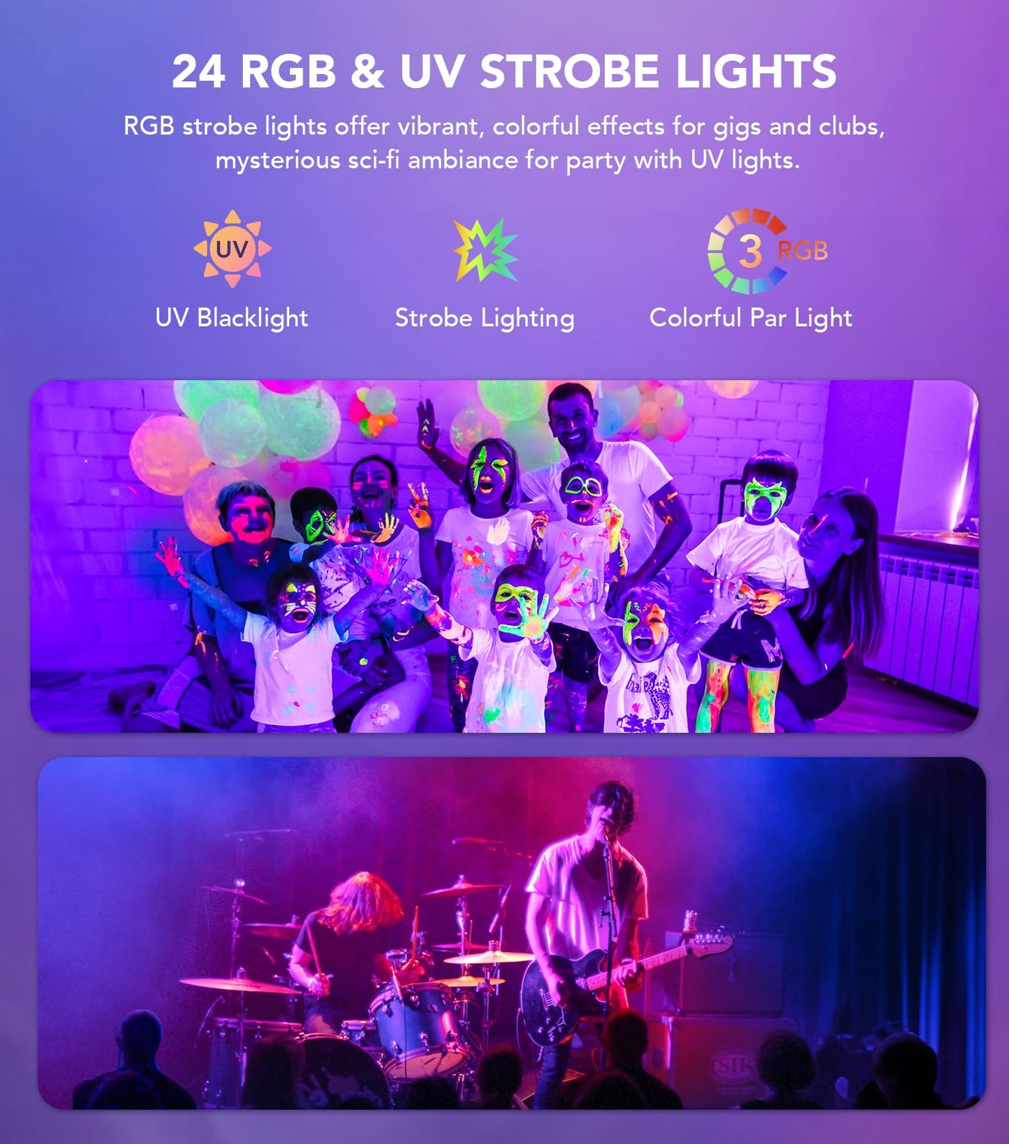 KeoBin DJ Lights for Parties, Pro 6 in 1 DMX & Sound Activated Laser Light Show Machine with Disco Ball Light, RGBW & UV Strobe Party Lights Indoor for Rave Club Dance Bar Gig DJ Lighting