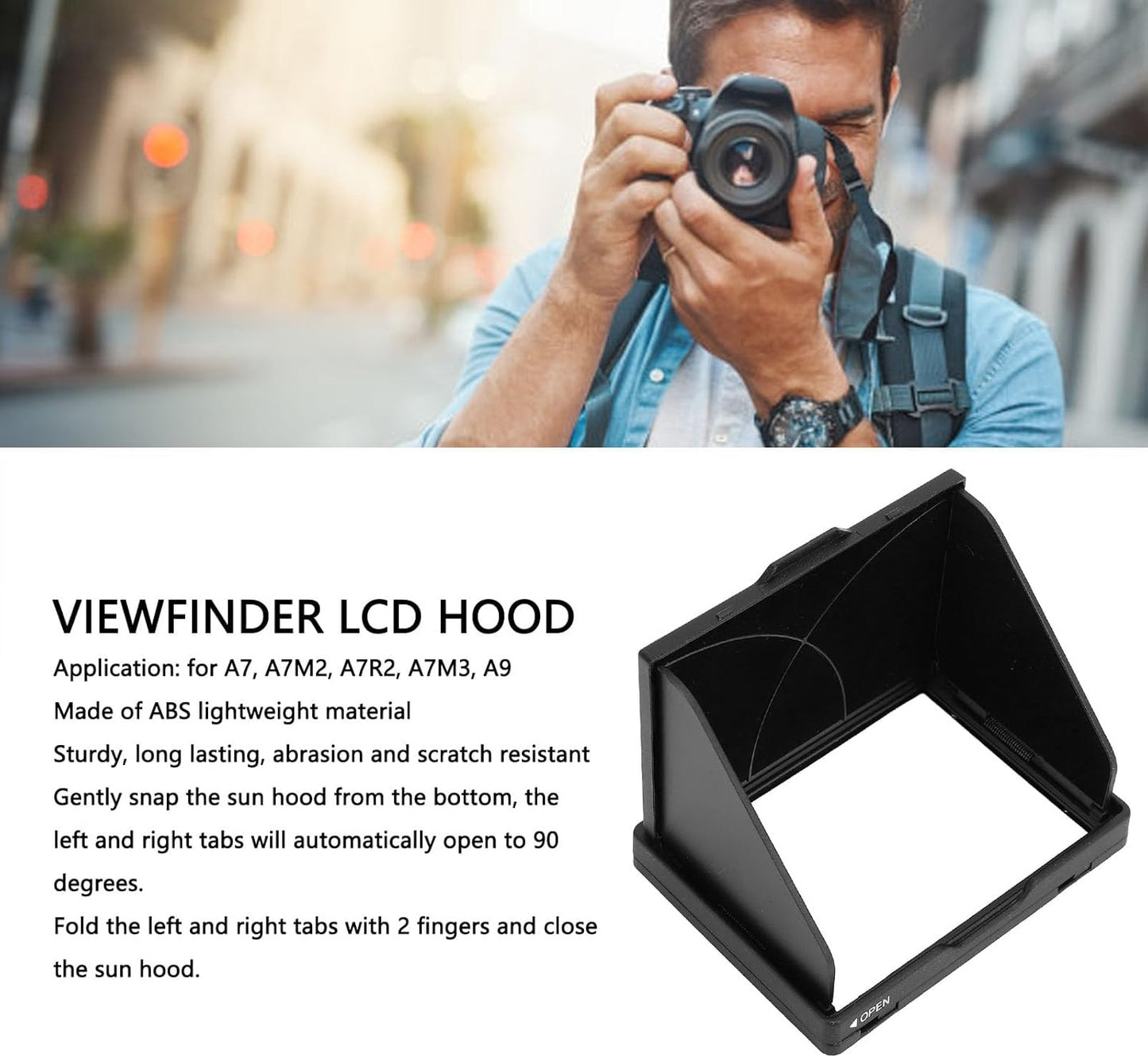 3.0 inch A7 A7M2 A7R2 A7M3 A9 Camera Sun Hood, Camera Screen Hood Sunshade Folding LCD Screen Hood Shade Cover