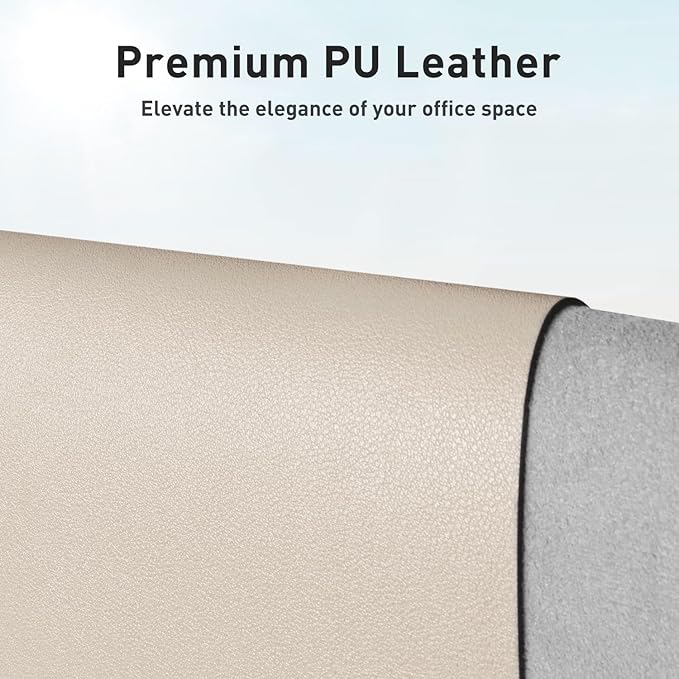 Aothia Faux Leather Desk Mat - Non-Slip PU Leather Desk Blotter, Waterproof Writing Surface, Large Desk Pad for Office & Home (Eggshell, 55" x 17")