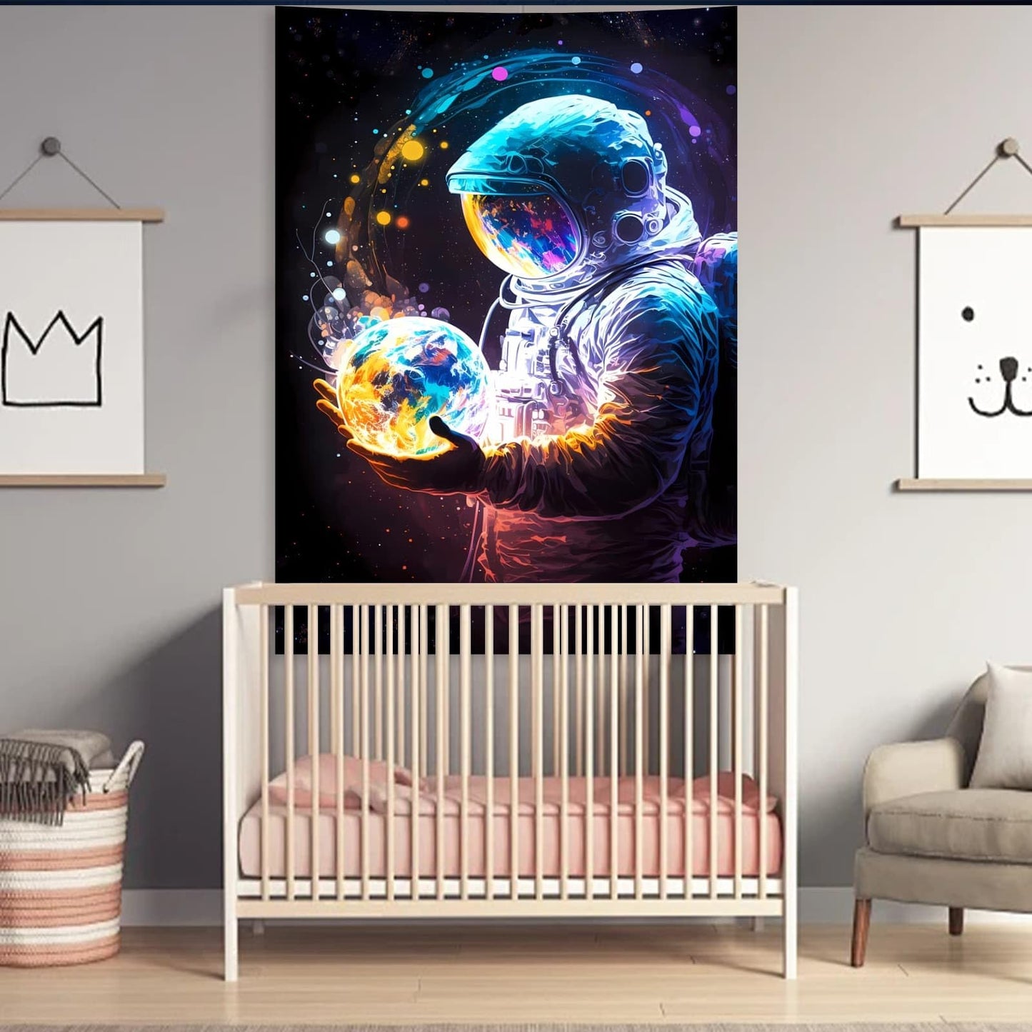 Atrippy Astronaut Space Tapestry for Bedroom, Cool Galaxy Planet Wall Hanging, Fantasy Outer Spaceman Room Decor Art Poster Aesthetic for Boys Men Guys College Dorm Living Room 40in×60in