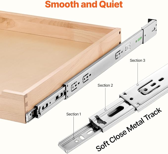 VEVOR Pull Out Cabinet Organizer, 20"W x 21"D Cabinet Drawer, Soft Close Slide out Shelf, Heavy-Duty Sliding Wood Drawer, Bottom Mount Size（20.5"W x 23"D）and Side Mount Size（21"W x 23"D）