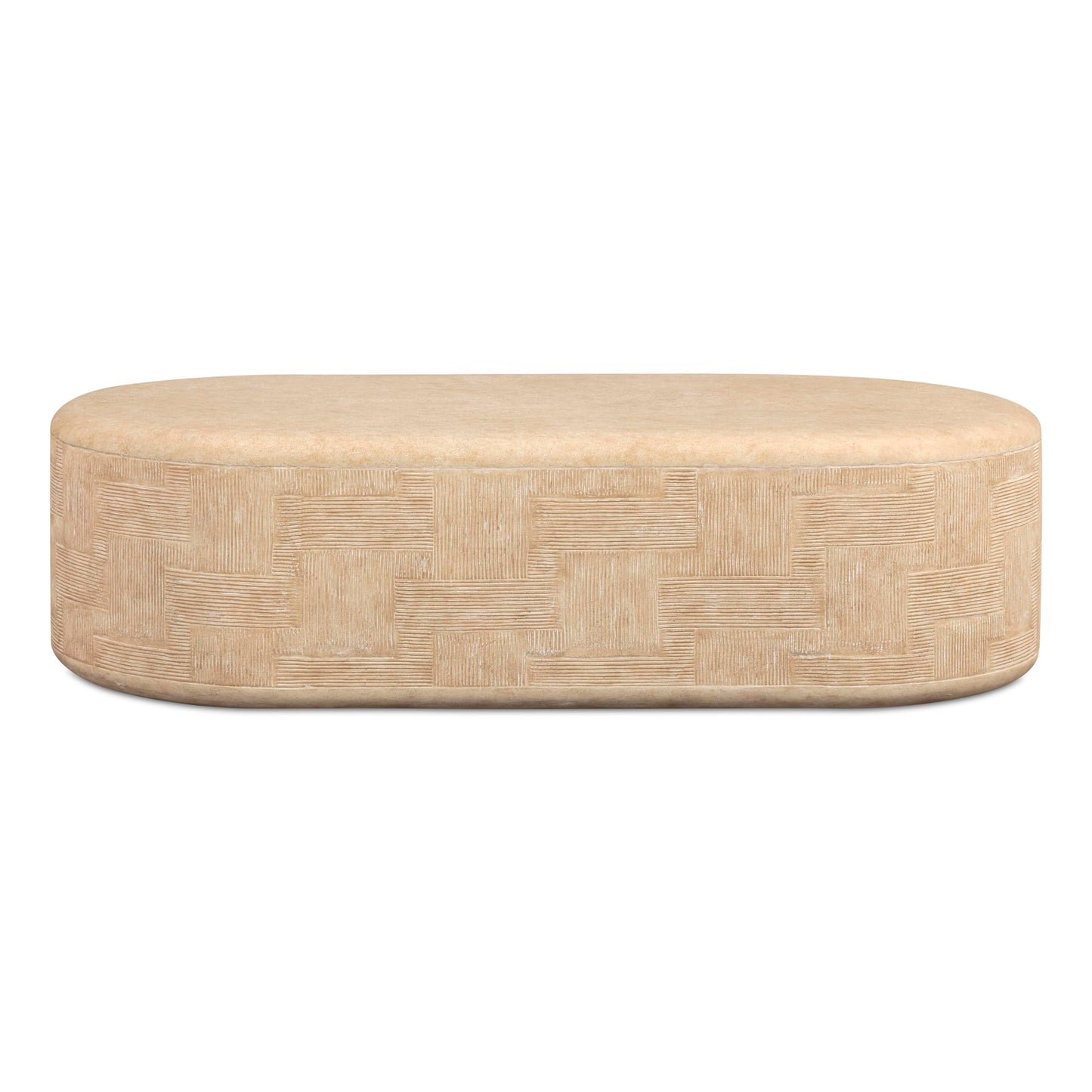 Tov Furniture Suraya Faux Travertine Concrete Rounded Coffee Table
