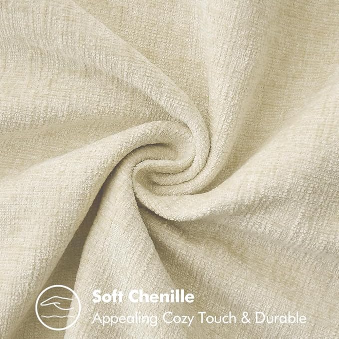 MIULEE Pack of 2 Pillow Covers 20x20 Inch Cream White Farmhouse Decorative Throw Pillow Covers with Stitched Edge Soft Chenille Solid Dyed Couch Pillow Covers for Sofa Bed Living Room